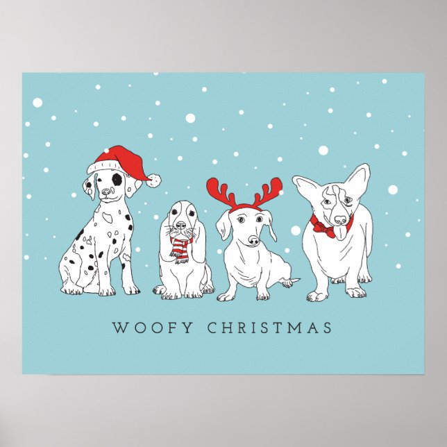 Jul-Hund Puns Santa Hundar Woofy jul Poster (Framsidan)