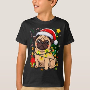Jul Hund Santa Clause Mops Valp X-mas T Shirt