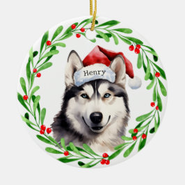 Jul Hund Santa Hat Helgdag Julgransprydnad Keramik