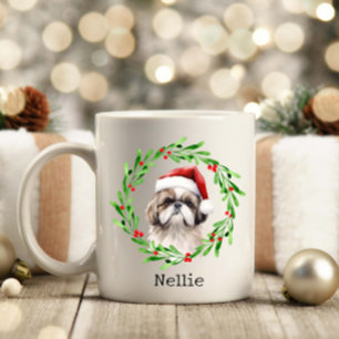 Jul Hund Shih Tzu Santa Helgdagars Pet Kaffemugg
