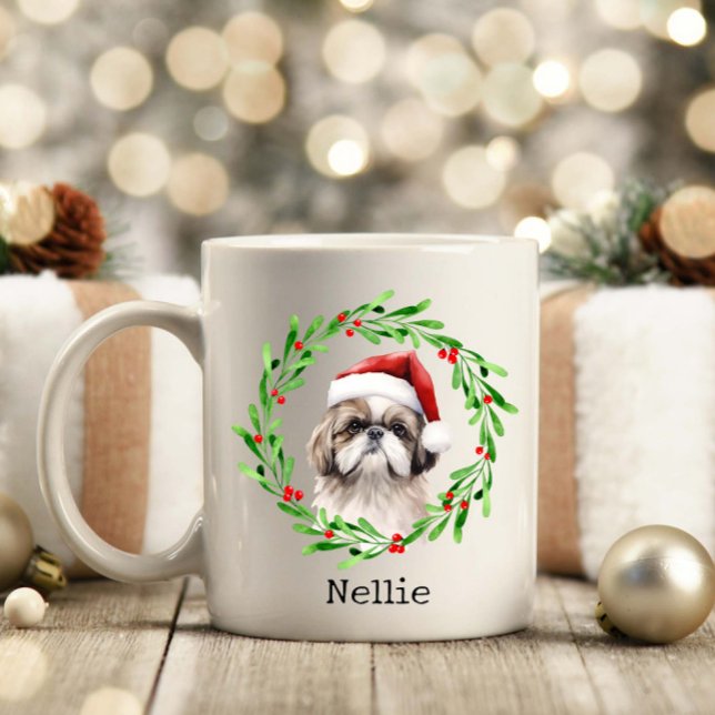 Jul Hund Shih Tzu Santa Helgdagars Pet Kaffemugg (Skapare uppladdad)