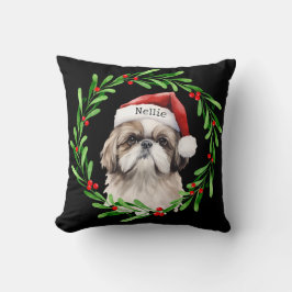 Jul Hund Shih Tzu Santa Helgdagars Pet Kudde