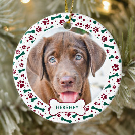 Jul Hund Tass avtryck Personlig Pet Photo Julgransprydnad Keramik
