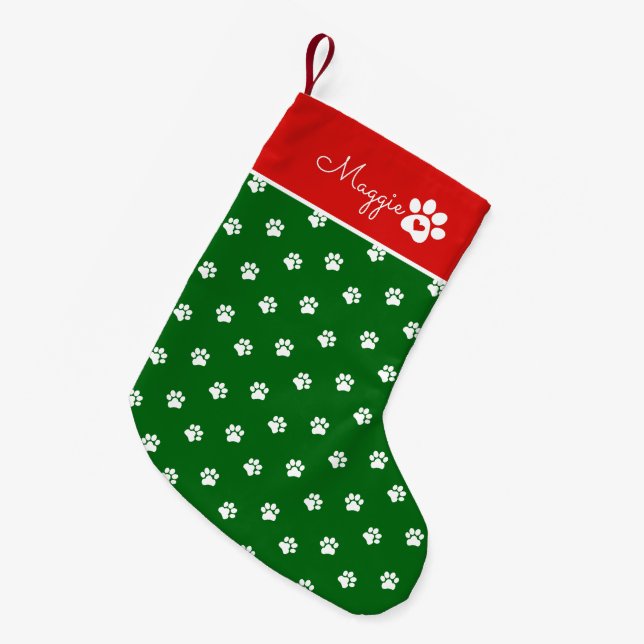 Jul Hund Tassavtryck Anpassat Namn Liten Julstrumpa (Framsidan (Hängande))