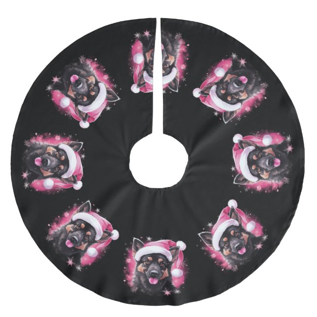 Jul Hund Träd Skirt Julgransmatta Borstad Polyester (Framsidan)