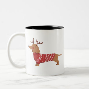 Jul Hundägare Dachshund Present Holiday Xmas Två-Tonad Mugg