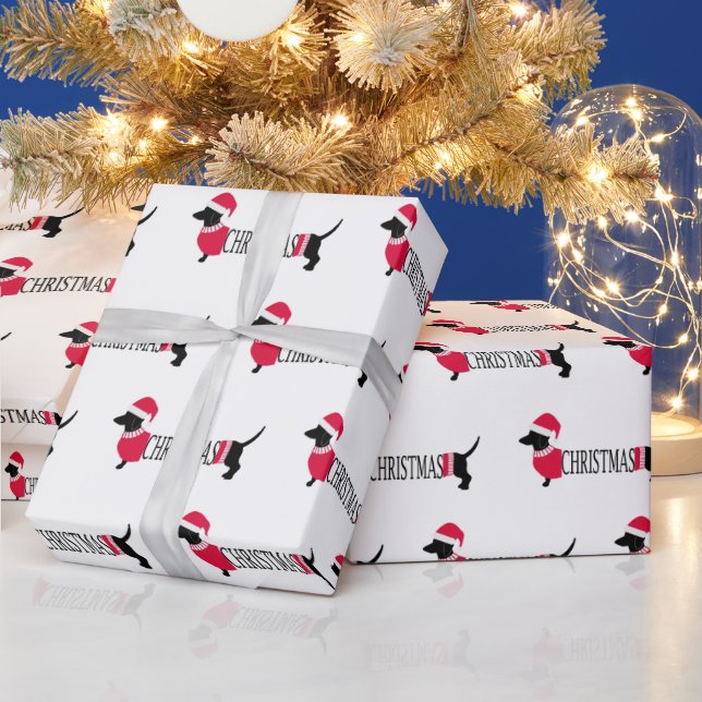 Jul Hundar Cute Graphic Dachshunds Roligt Presentpapper (Helgdagar)