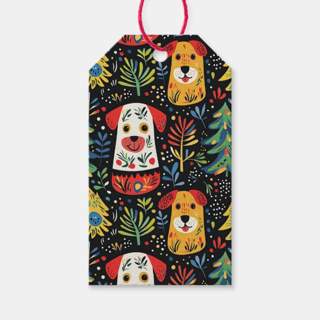 Jul Hundar Cute Presentetikett (Framsidan)