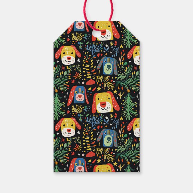 Jul Hundar Cute Presentetikett (Framsidan)