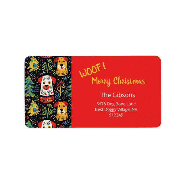 Jul Hundar Cute Return-adressetikett Adressetikett (Framsidan)