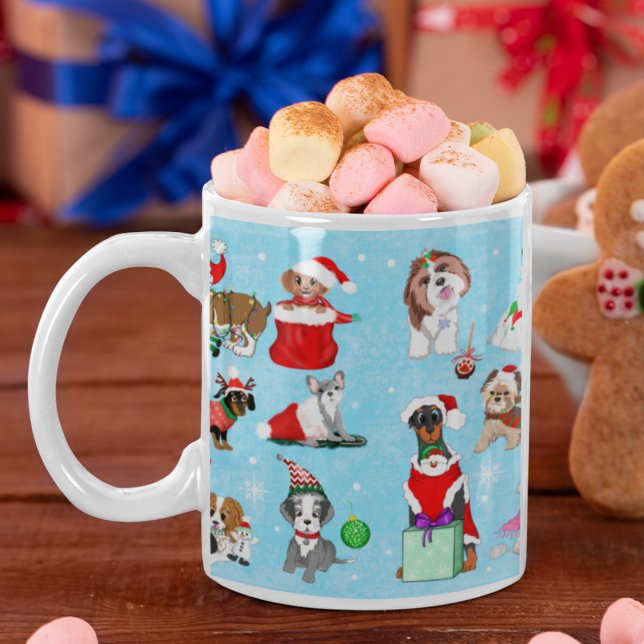 Jul Hundar Firande Kaffemugg (Unleash the Holiday Spirit with Our Paw-fect Christmas Pups! Grab Your Merry Mugs Now!)