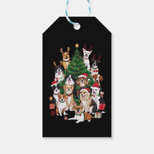 Jul Hundar Hund älskare Helgdag Hund Mamma Presentetikett (Baksidan)