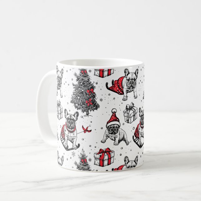 Jul hundar i bok stil-konsten kaffemugg (Framsida vänster)