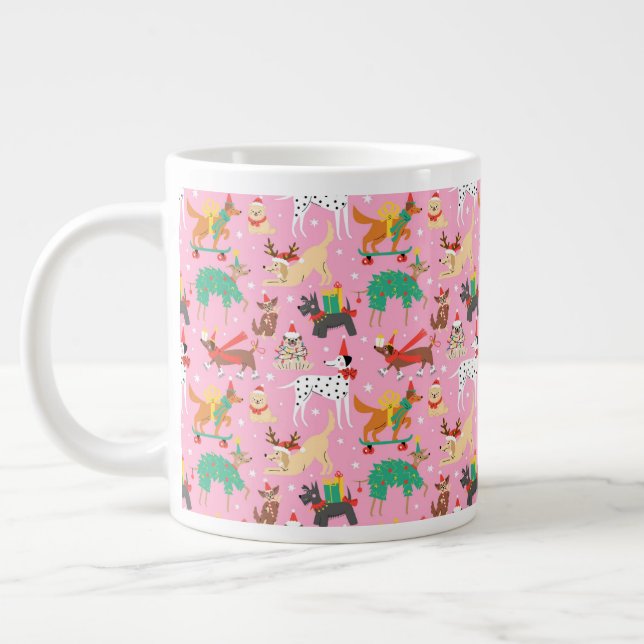 Jul Hundar i Helgdag utfits Mönster Jumbo Mugg (Vänster)