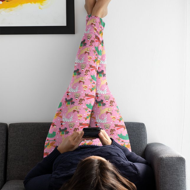 Jul Hundar i Helgdag utfits Mönster Leggings (Person wearing leggings)