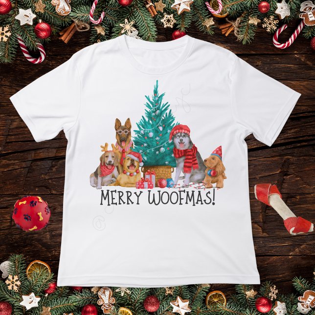 Jul Hundar, Merry Woofmas T-Shirt (Skapare uppladdad)