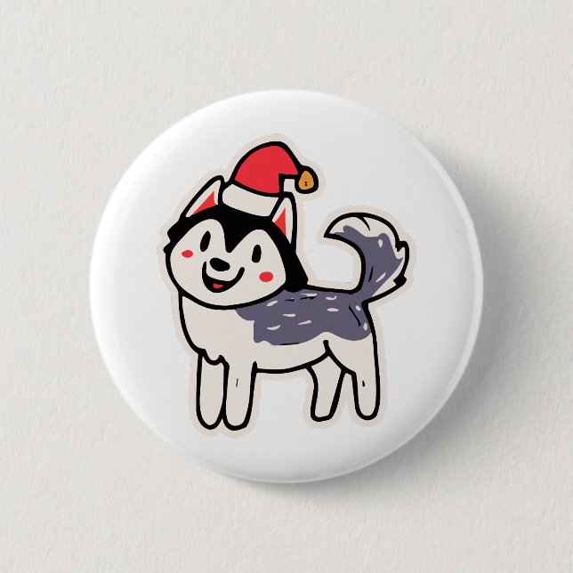 Jul Husky Hund älskare Malamute Knapp (Framsida)