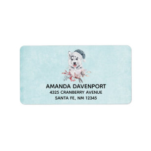 Jul Husky-Hund i en jultomte-Returadress Adressetikett