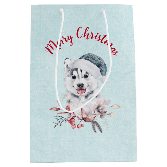 Jul Husky-Hund i Santa Hat (Framsidan)