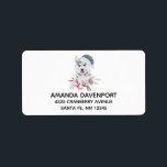 Jul Husky-Hund i Santa Hat Adressetikett<br><div class="desc">Adressetiketter med en vit och söt vattenfärgsmålning av en husky-hund som bär en blå julhatt.</div>