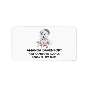 Jul Husky-Hund i Santa Hat Adressetikett