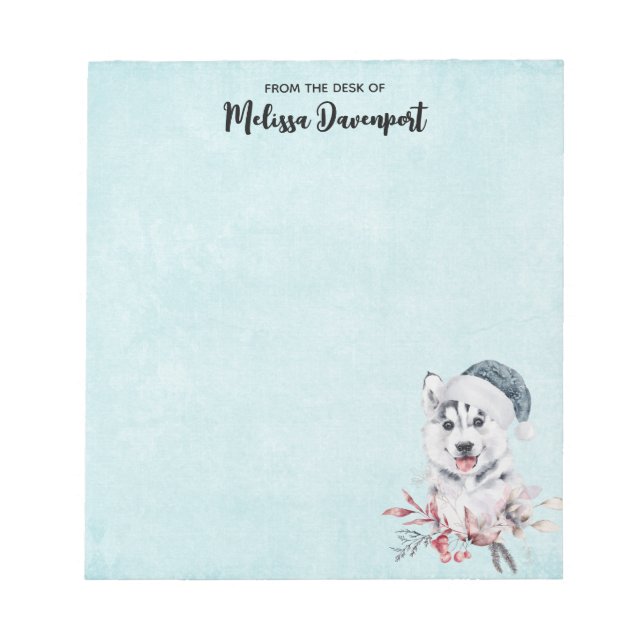 Jul Husky-Hund i Santa Hat Anteckningsblock (Framsida)