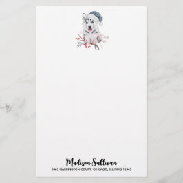 Jul Husky-Hund i Santa Hat Brevpapper