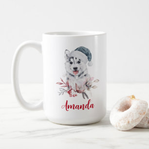 Jul Husky-Hund i Santa Hat Kaffemugg