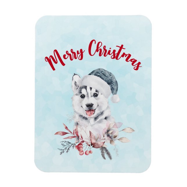 Jul Husky-Hund i Santa Hat Magnet (Vertikal)