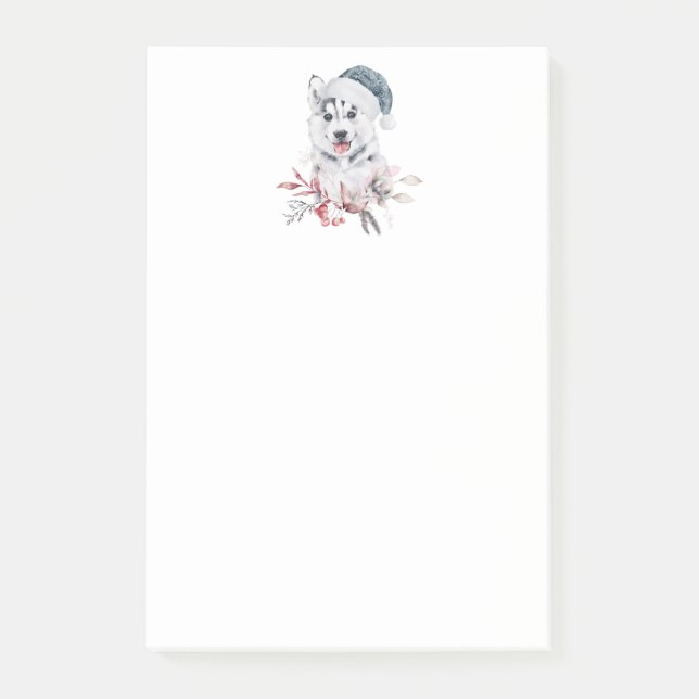 Jul Husky-Hund i Santa Hat Post-it Block (Framsida)