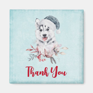 Jul Husky-Hund i Santa Hat-Tacken Magnet
