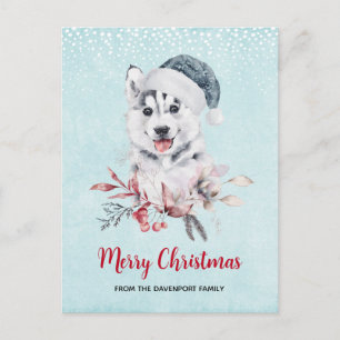 Jul Husky-Hund i Santa Hat Vykort