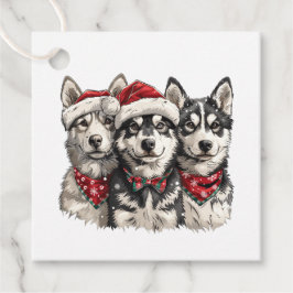 Jul Husky Hundar Gåvor Etiketter