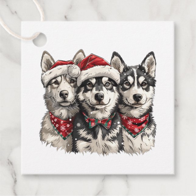 Jul Husky Hundar Gåvor Etiketter (Framsida)