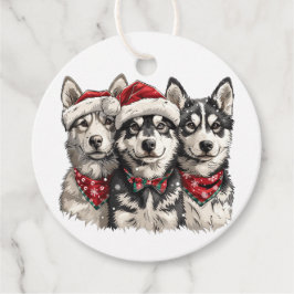 Jul Husky Hundar Gåvor Etiketter
