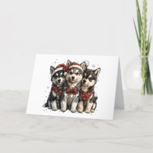 Jul Husky Hundar Helgkort
