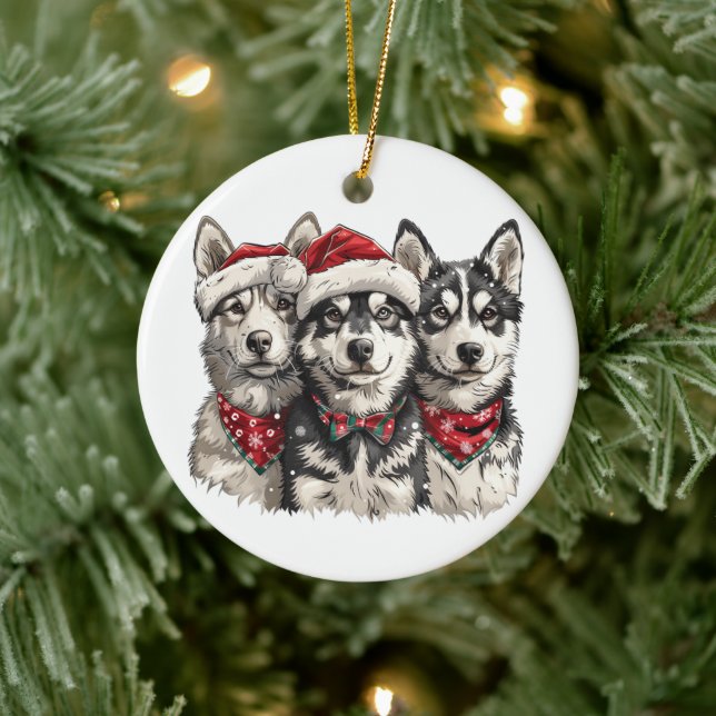 Jul Husky Hundar Julgransprydnad Keramik (Träd)
