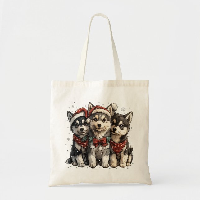 Jul Husky Hundar Tygkasse (Framsidan)