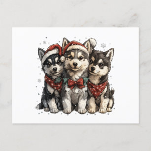 Jul Husky Hundar Vykort