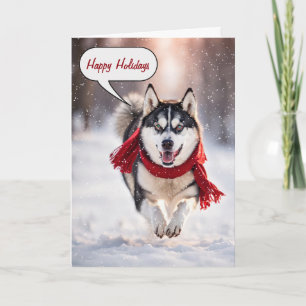 Jul Husky i Snöflingor Helgkort