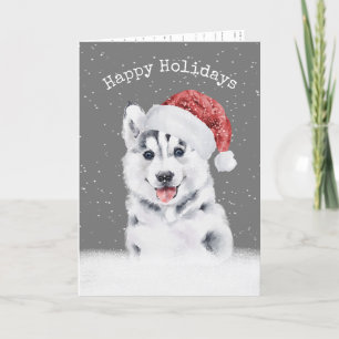 Jul Husky i Snöflingor Kort