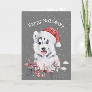 Jul Husky On Grått Kort