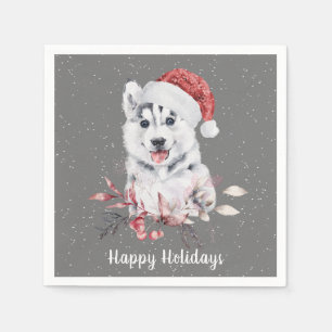 Jul Husky On Grått Pappersservett
