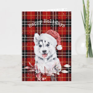 Jul Husky på Tartan Play Card Kort