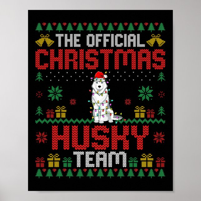 Jul Husky Team - Husky Wearing Santa Hat Xma Poster (Framsidan)