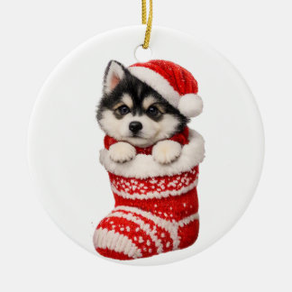 Jul Husky Valp Julgransprydnad Keramik