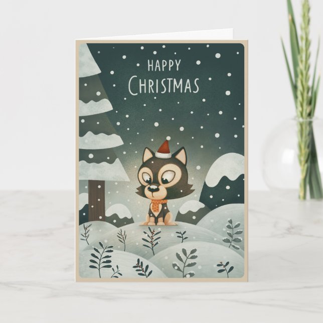 Jul Husky Valp Kort (Framsida)