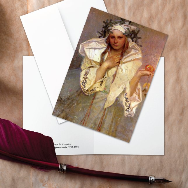 Jul i Amerika Illustration Alphonse Mucha Helgkort (Skapare uppladdad)