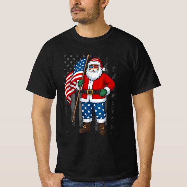 Jul i amerikanska Flagga i juli T Shirt (Framsida)