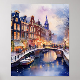 Jul i Amsterdam Vattenfärg Poster